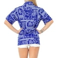 thumbnail image 4 of HAPPY BAY Women's Button Down Blouses Casual Summer Beach Party Blouse Shirt V Neck Short Sleeve Tropical Vacation Button up Hawaiian Shirts for Women L Marine Theme, Blue, 4 of 6