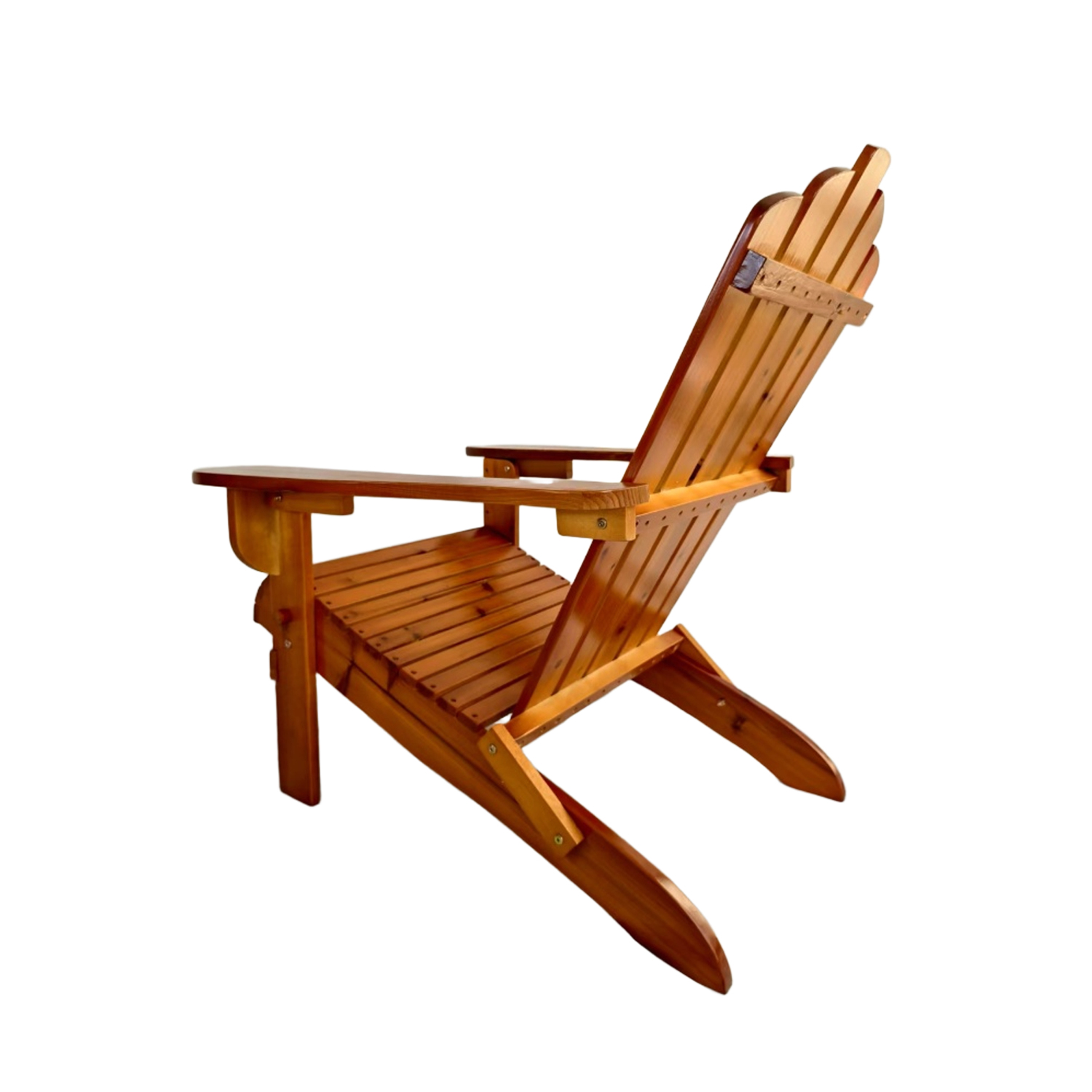 Lisonu Folding Adirondack Chair, Oak Solid Hardwood Outdoor Lounge Chair for Patio & Garden, Portable Weather Resistant Porch Seating, 250 lb Capacity