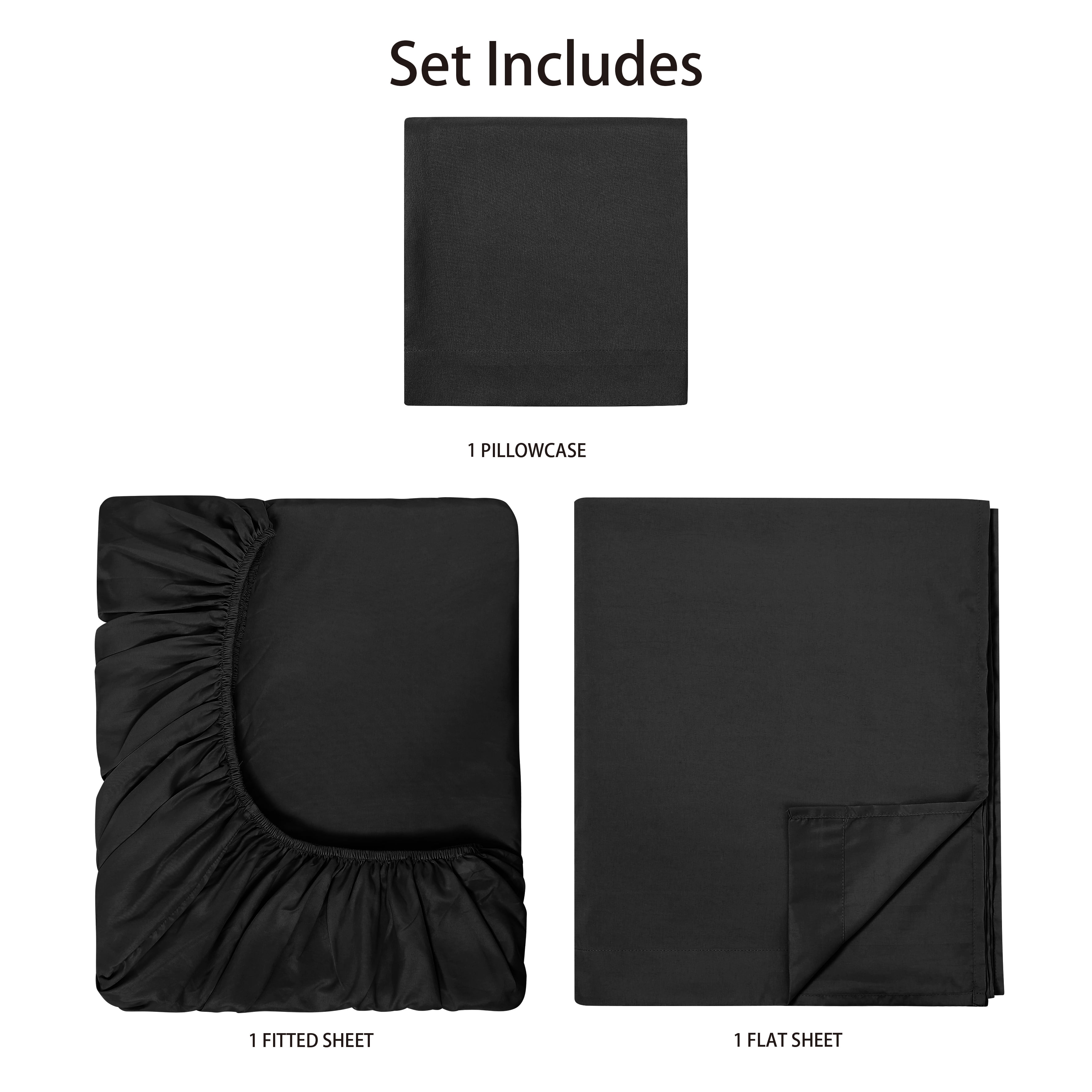 Mainstays Basic Value Microfiber Bed Sheet Set, Rich Black, Twin, 3 Piece