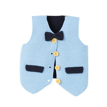 

QBGSAY Kids Sweaters Toddler Baby Boy Gentleman Cable Knit Vest Sleeveless Pull Over Bowknot Button Down Waist Coat Top Fall Winter Clothes Warm Sweaters Clothes