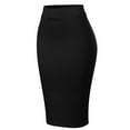 thumbnail image 3 of MixMatchy Women's Waist Band Midi Stretchy Ponte Basic Knee Pencil Skirt, 3 of 3