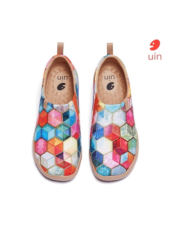 NEW Women's Fashion Art Sneaker Painted Canvas Slip-On Ladies Wide Travel Shoes