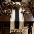 thumbnail image 4 of Qiopertar Table Runner, Soft Linen Table Runner with Hand-Woven Tassels, Bohemian Color-Block Home Decor for Dining Table Kitchen Center, 4 of 6