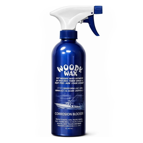 Woody Wax Boat Spray, Non-Skid Deck Wax & Professional Metal Restorer, All-In-One Marine Protection for Decks, Hulls & Towers, No-Buff Formula Against Corrosion, Saltwater & UV Damage, 16 Oz