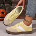 thumbnail image 3 of Rokment Womens Skate Low Top Fashion Sneakers Durable Non Slip Rubber Sole Fashion Casual Suede Color Block Skateboarding Walking Flat Tennis Shoes Yellow Size 7, 3 of 7