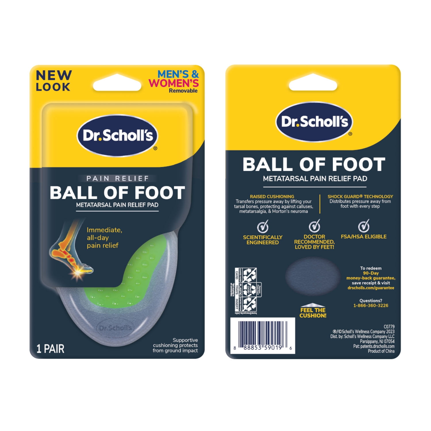 Dr. Scholl's Ball of Foot Metatarsal Pain Relief Pad for Men and Women, 1 Pair