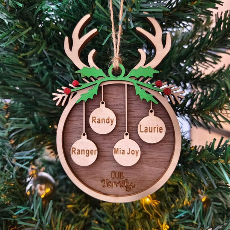 Personalized Christmas Tree Ornament Custom Name Modern Holiday Decorations  Laser Cut Names Xmas Bauble Gift for Family, Gift Name Tags 2023