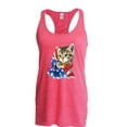 thumbnail image 1 of Normal is Boring - Women's Racerback Tank Top, up to Women Size 2XL - American Flag 4th of July Kitty, 1 of 2