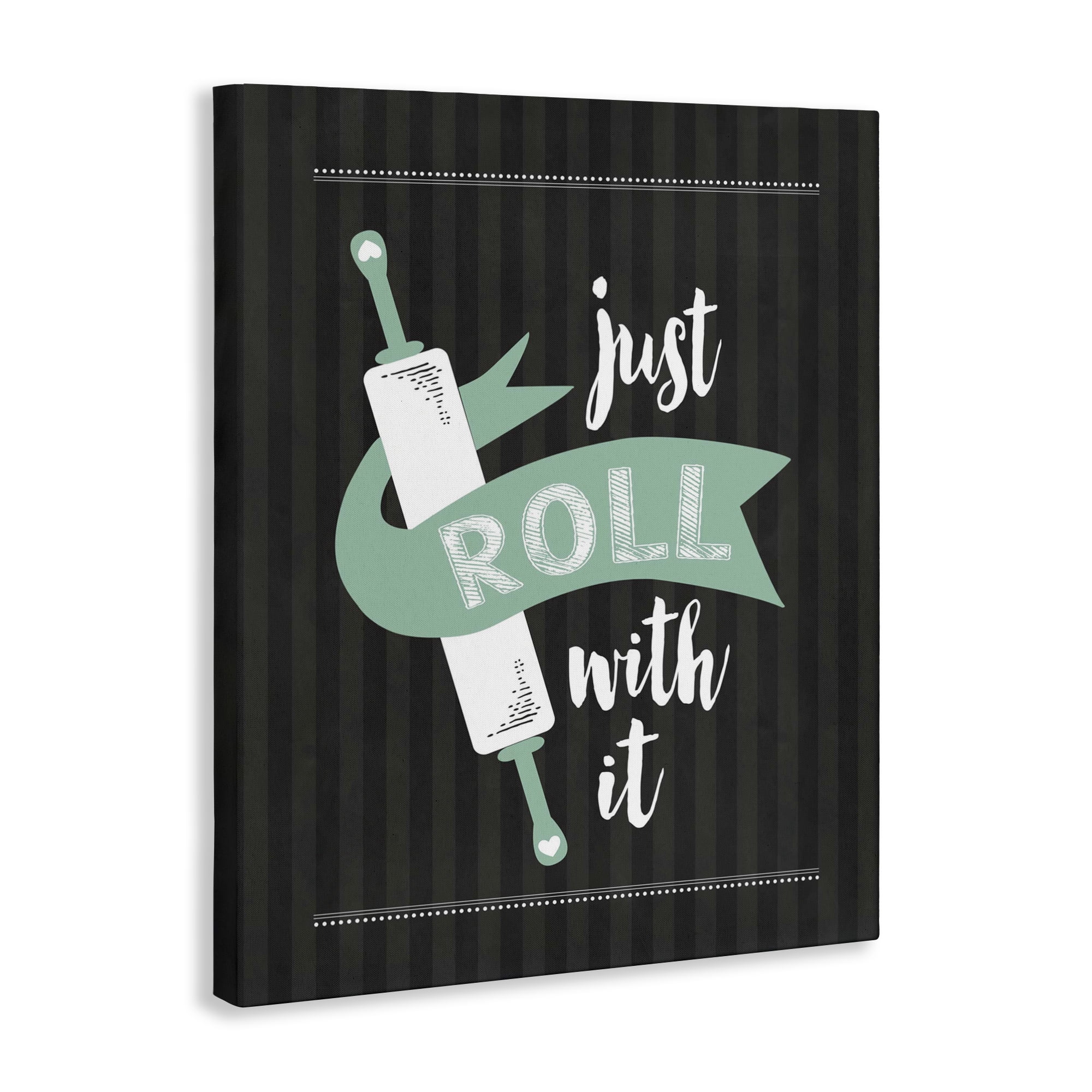 Roll With It Black & Green Canvas Wall Art, design by Lettered and Lined