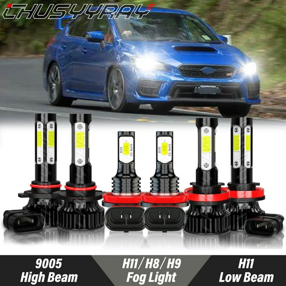 For Subaru WRX 2015-2020 LED Headlight High Low Beam Fog Light Bulbs Kit 6000K Diamond White 6Pcs