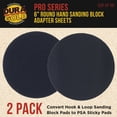 thumbnail image 2 of Dura-Gold Pro Series 6" Round Hand Sanding Block Adaptor Sheets to Convert Hook & Loop Sanding Block Pads to PSA Sticky Pads, 2 Sheet Pack (Sanding Blocks Not Included), 2 of 3