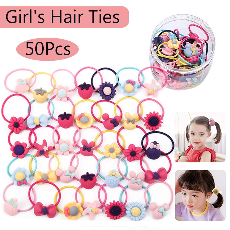 MAINYU 50Pcs Mix Colors Hair Ties for Girls Little Girls' Small Hair