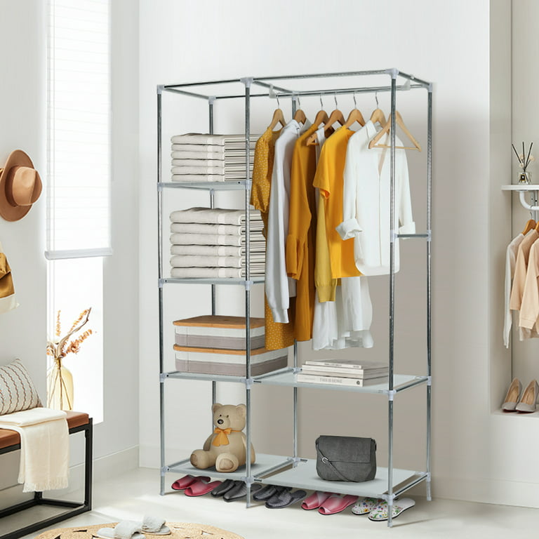 Closet Organizer 50*18*67 Clothes Rack with 6 Shelves with Waterproof Cover  Non-woven Fabric Clothes Storage Portable Closet Organizer for Bedroom 