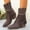 Brown, variant on Ladies Boots Ankle Chunky Heel Side Zip Pointy Toe Black Boots