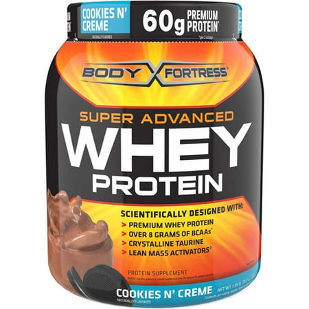 Body Fortress Cookies 'N Creme Super Advanced Whey Protein Powder, 1.95 lb