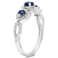 thumbnail image 2 of Dazzlingrock Collection 10K Round Blue Sapphire & White Diamond Bridal Vintage 3 Stone Engagement Ring, White Gold, Size 8.5, 2 of 4