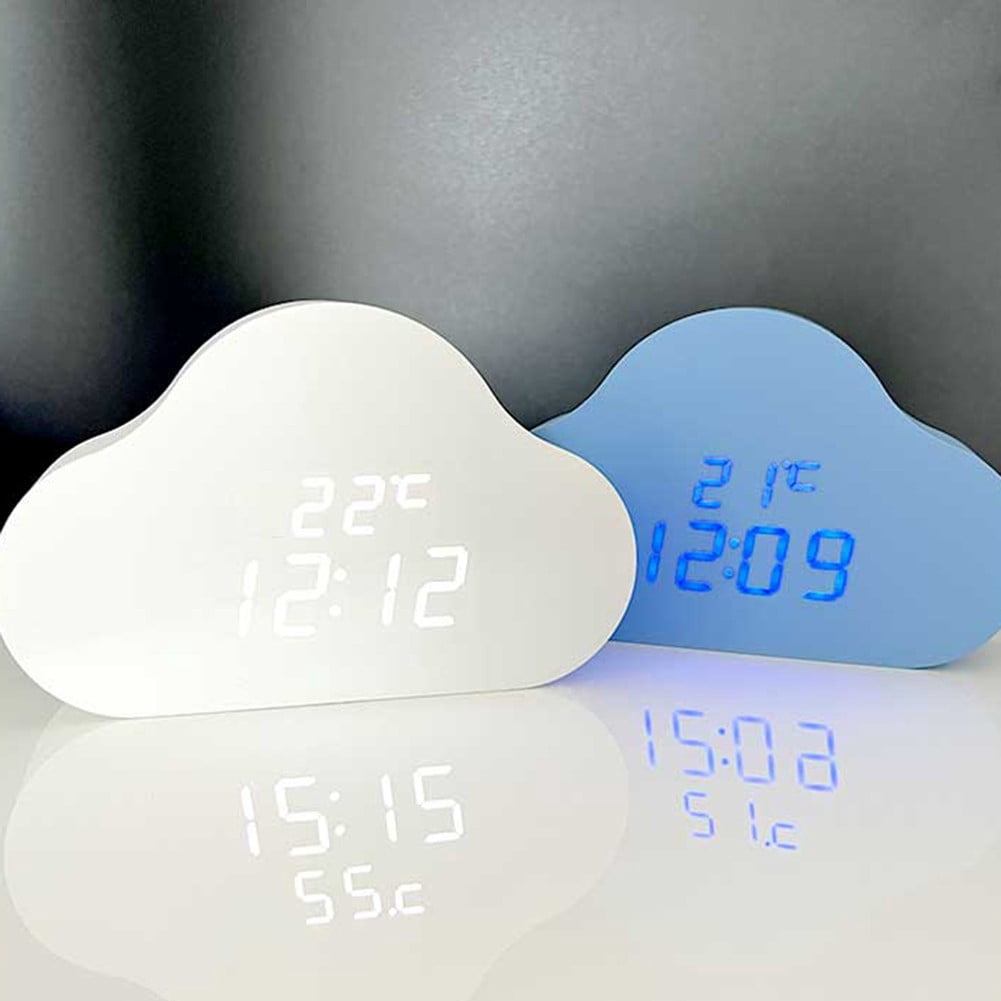 AA14 New Cloud Alarm Clock Student Calendar Luminous LED Voice USB Digital Clock