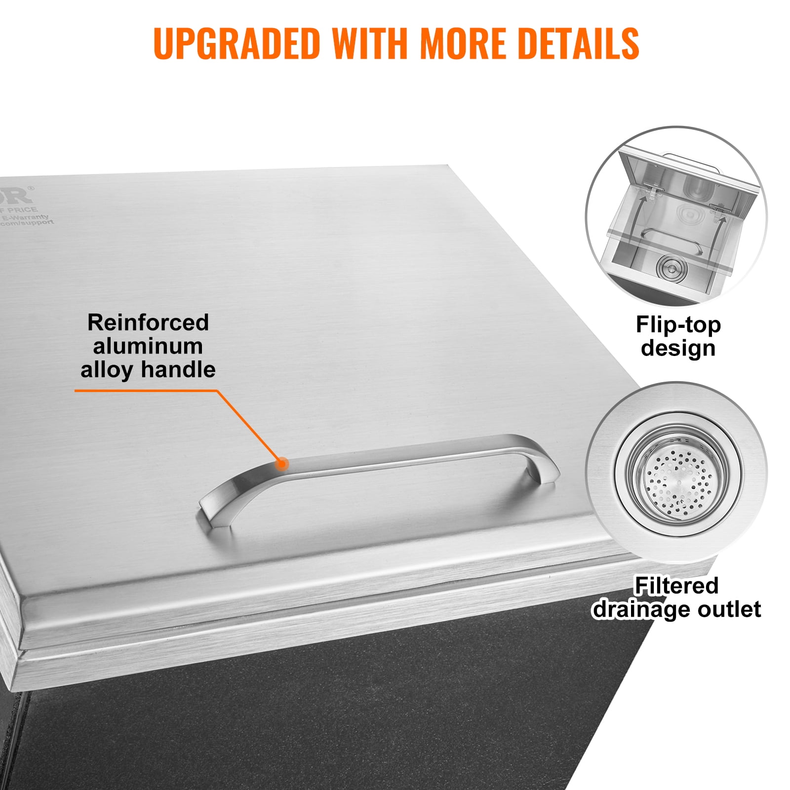 KFFKFF 14"x12"x18" Drop in Ice Chest Ice Cooler Ice Bin Stainless Steel w/Cover