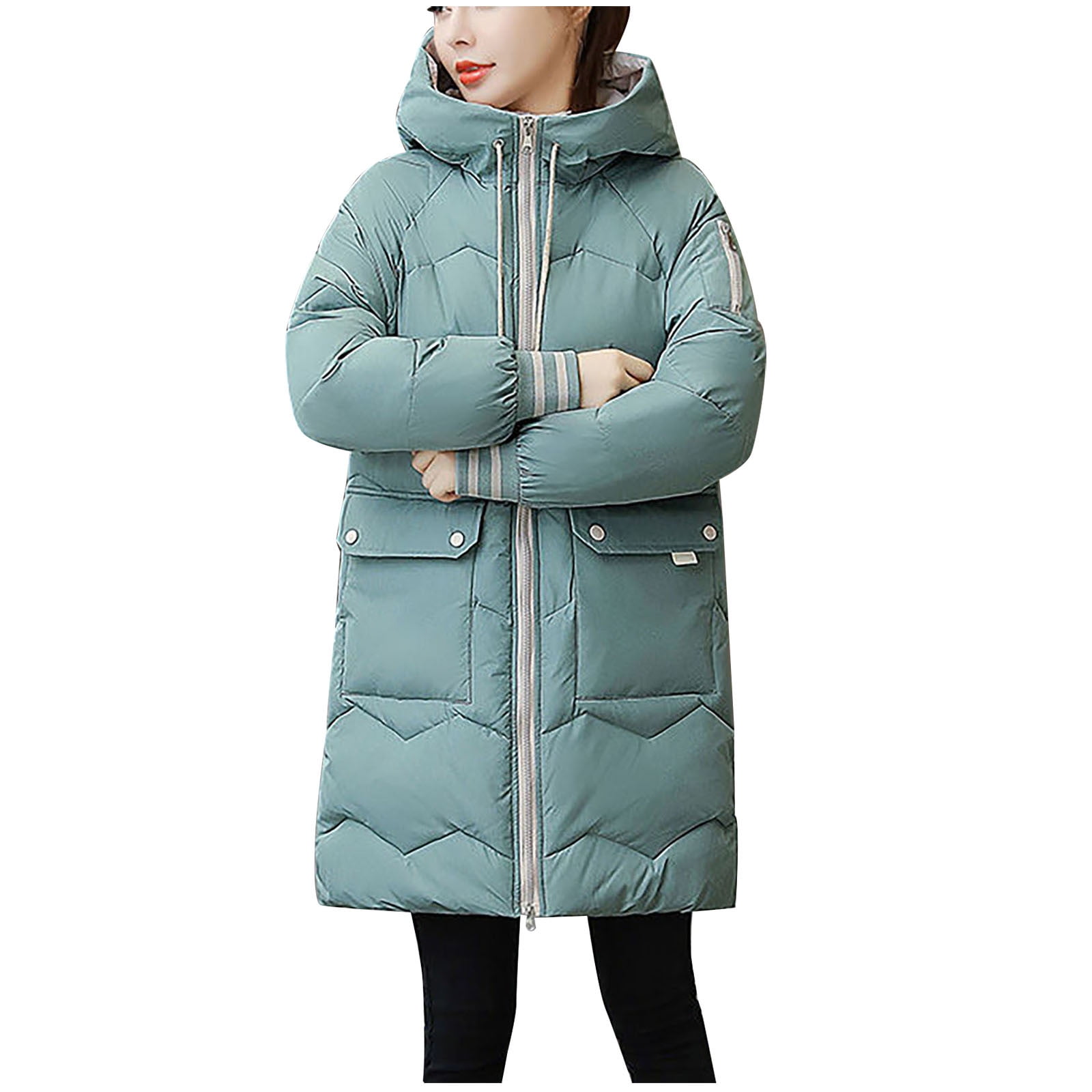 Women's Down Jacket Deals! Verugu Women's Winter Thicken Puffer Coat  Outdoor Plus Size Ski Jackets Winter Thickened Cold Proof Knee Length Warm  Outwear Overcoat Plush Trench Jacket Coats Green XXL - Walmart.com