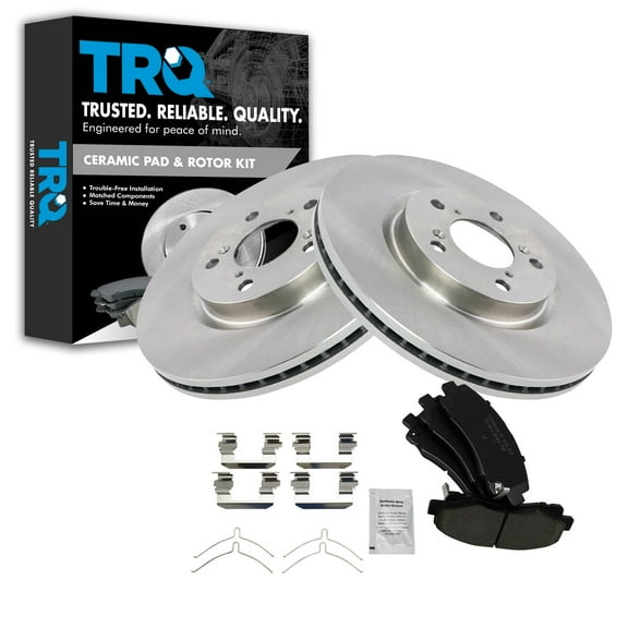 TRQ Front Brake Pad & Rotor Kit Brake Pads Brake Rotor Ceramic Fits Select 2009-2014 Acura TL