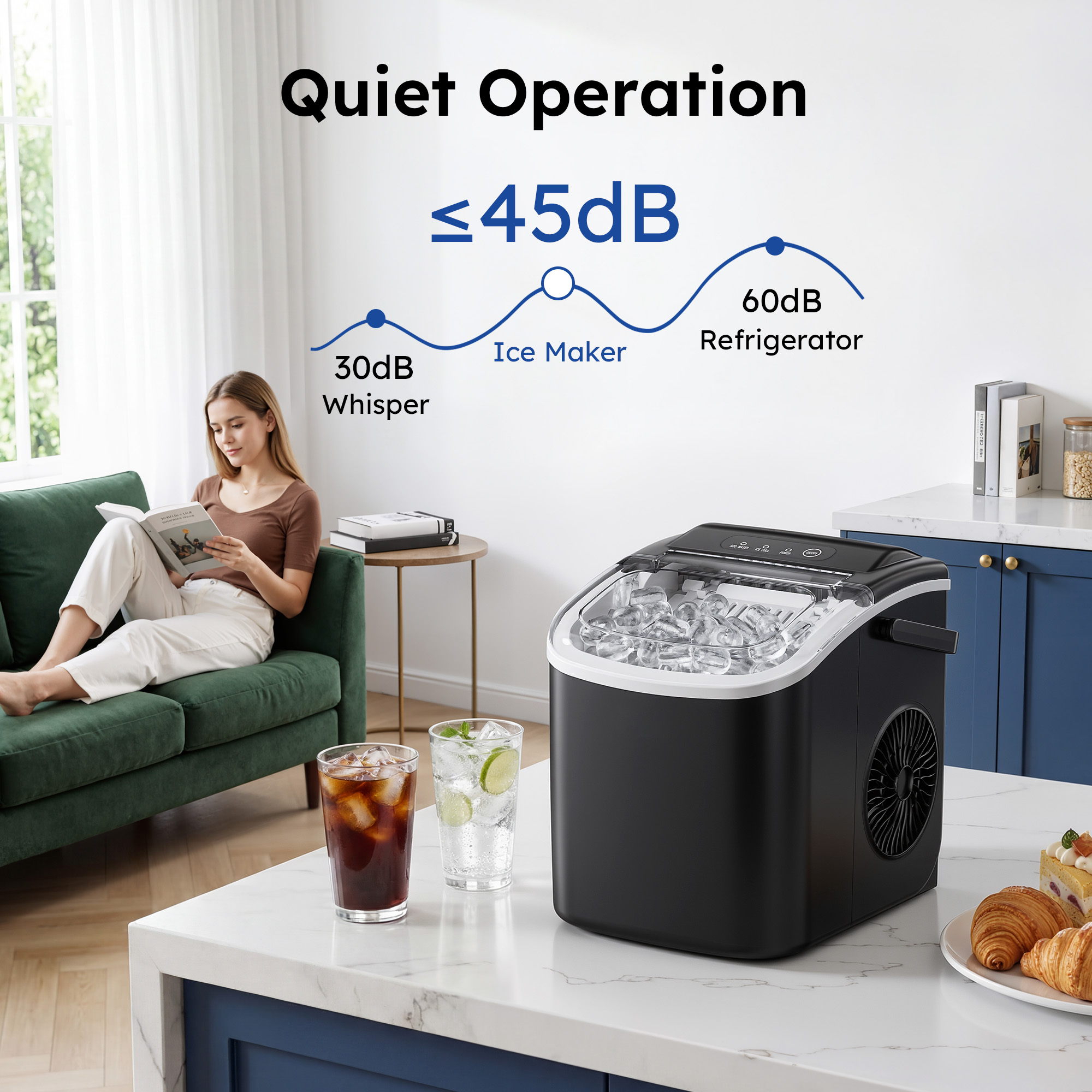 Simzlife Countertop Ice Maker, 26 Lbs/24H, Black photo 6