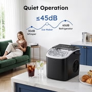 Simzlife 26 lbs/24H Countertop Ice Maker Machine, 9 Bullet-Shaped Ice in 6 Min, Auto-Cleaning Portable Ice Maker for Kitchen, Home, Office, RV, Black
