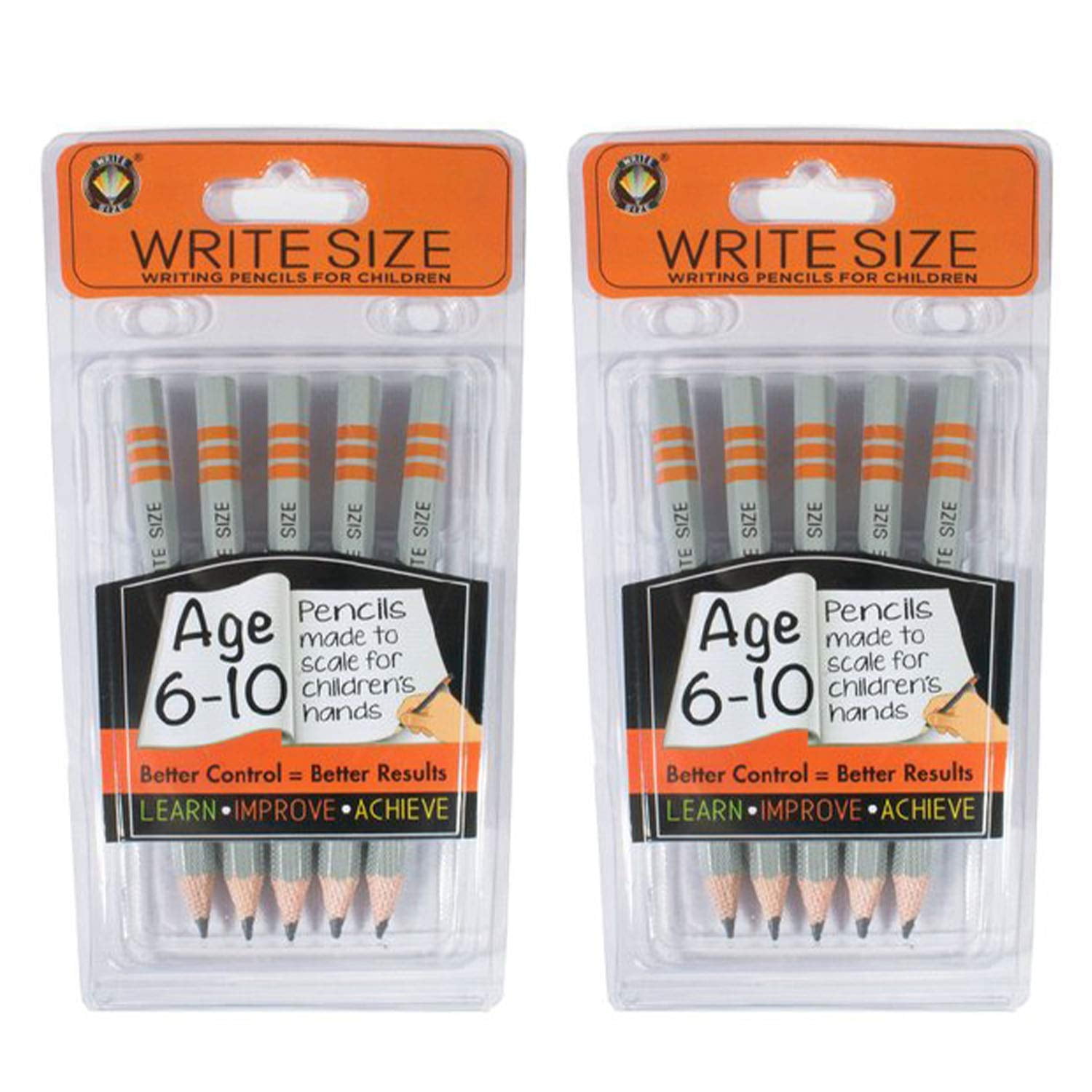 Channie’s Easy-to-Hold Write Size Wooden Lead No2 Presharpened Graphite Kids’ Pencils for 6-10 Year Olds, 2 Pack (5 Pencils Each)