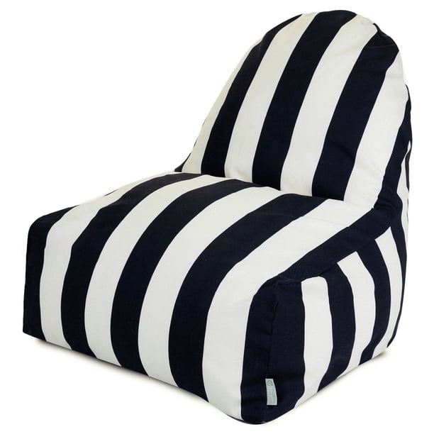 Majestic Home Goods Indoor Outdoor Black Vertical Stripe Bean Bag Kick