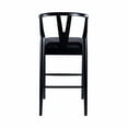 thumbnail image 5 of Wishbone Bar Height Kitchen Stool with Black Finish and Faux Leather Seat, 5 of 6