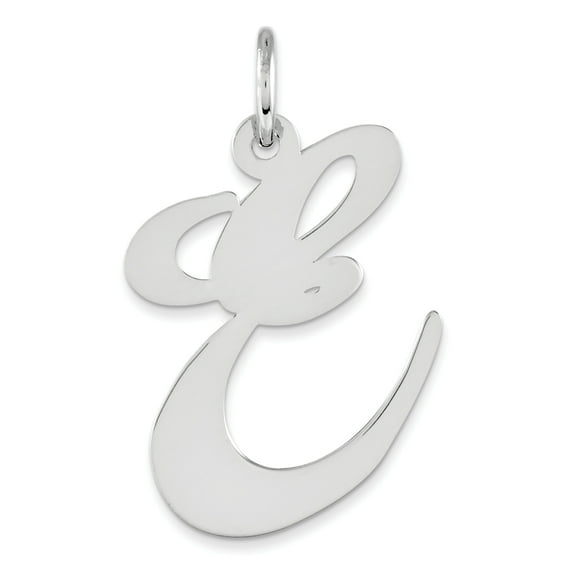 Beautiful Sterling Silver Rhodium-plated Large Fancy Script Initial E Charm