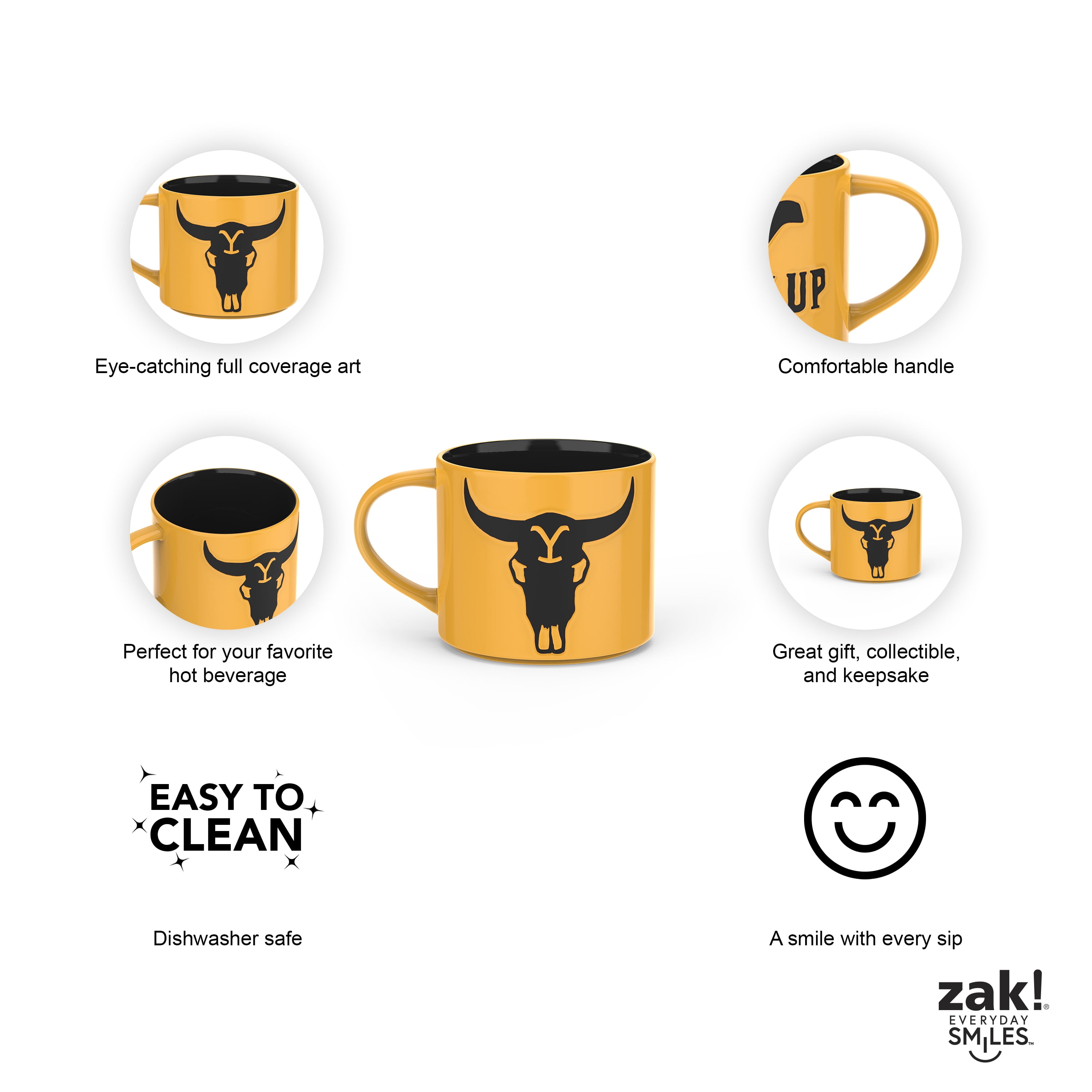 Zak! Designs Large Yellowstone Black Ceramic Mug, 1 ct - Fry's Food Stores