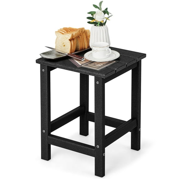 Costway 14'' Patio Adirondack Side End Table HDPE Square Weather Resistant Garden Black