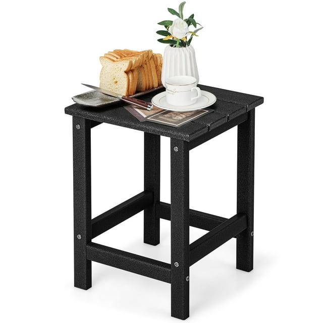 Costway 14" Patio Adirondack Side End Table HDPE Square Weather Resistant Garden Black