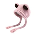 thumbnail image 1 of Gorro de invierno para mujer, resistente al viento, con dibujos animados, protector de orejas, tejido Rosa, 1 of 9