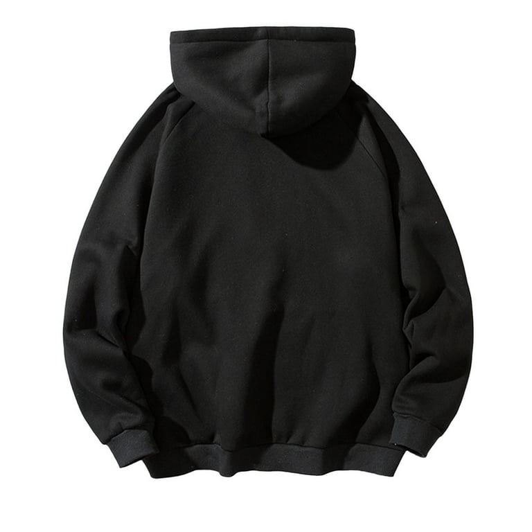 LEEy-world Men'S Hoodies Mens Hooded Sweatshirt Long Sleeve Pullover Hoodie  with Arm Logo, Officially Licensed Black,XL