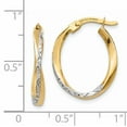 thumbnail image 3 of Primal Gold 14 Karat Yellow Gold and White Rhodium Textured, Oval Hoop Earrings, 3 of 5