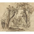 thumbnail image 3 of Robert Caney 17x15 Black Modern Framed Museum Art Print Titled - A Tree-Lined Garden Path (Preliminary Sketch for ‘Sleeping Beauty and the Beast’) (1900), 3 of 5