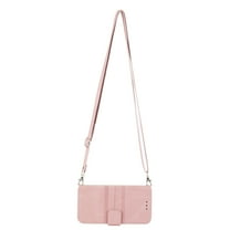 iPhone 13 Case with Shoulder Strap, 6.1" iPhone 13 Wallet Case, Allytech Folio Stand Soft Shockproof Protective Cover Built-in Card Slots Pocket PU Leather Flip Case for iPhone 13 2021, Pink