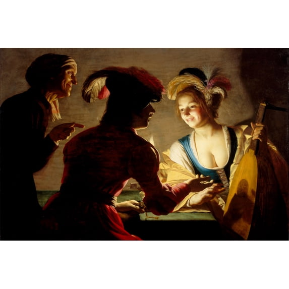 24x36 gallery poster, The Matchmaker, by Gerard van Honthorst, 1625