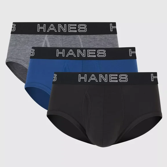 Hanes Premium Men's 3pk Comfort Flex Fit Total Support Pouch Briefs - Gray/Blue/Black