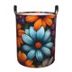 thumbnail image 1 of Balery Colorful Blooming Flowers Cesta de ropa redonda con asas, impermeable, independiente, para ropa, juguetes, dormitorio y familia-Small, 1 of 6