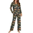 thumbnail image 2 of FOR U DESIGNS Vintage Mushroom Button Pajamas for Women Set 2 Piece Size 4XL Button Sleepwear Long Sleeve Tops and Pants for Women Button Up Nightwear with Pockets, 2 of 7