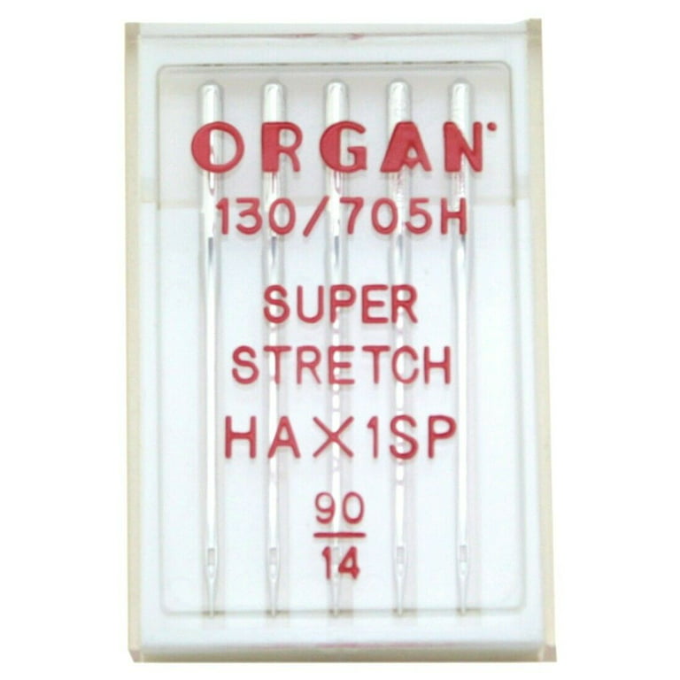 Pack of 5 Organ HAx1SP Super Stretch Needles for Home Sewing Machine-Size 14