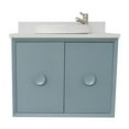 thumbnail image 3 of Bellaterra Home 31" Single wall mount vanity in Aqua Blue finish top with White quartz and round sink, 3 of 7