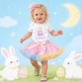 thumbnail image 2 of JAJAHO Infant Baby Girl Clothes Easter Toddler Girls 3 Piece Set Letter Embroidery Short Sleeve Bodysuit Tutu Skirts With Headband 0-24 Months Holiday Celebration Trendy Outfit, 2 of 7