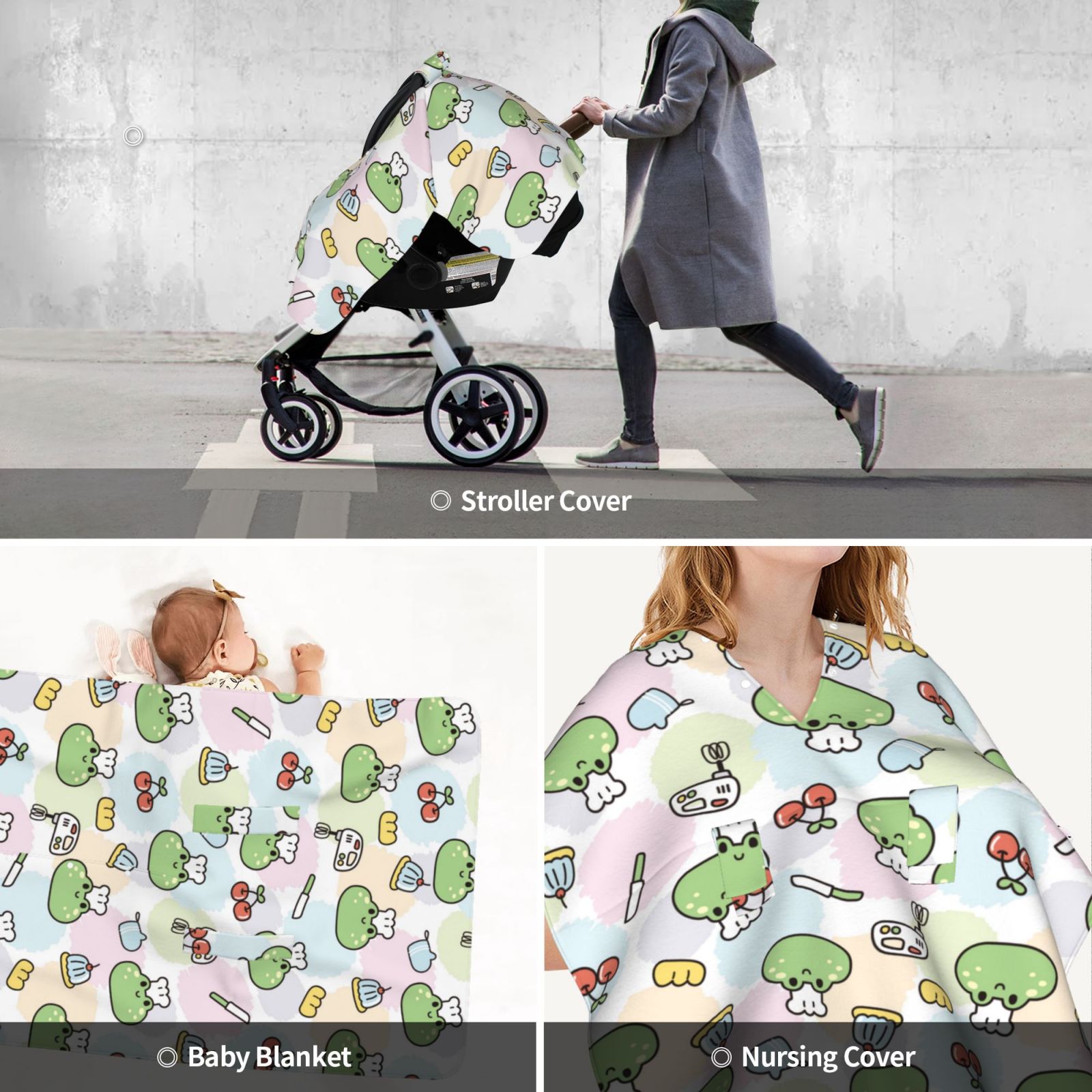 Car Seat Cover Baby - Frog Wear Chef Hat Breathable Infant Car Seat Cover for Baby Carseat, Lightweight Comfort Baby Essentials Must Haves Newborn Stuff for Girl Boy