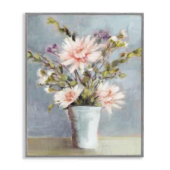 Stupell Industries Shabby Chic Flower Bouquet Pink Blooms Gray Framed Giclee Art, 16 x 20, by Nina Blue