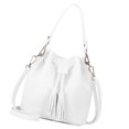 thumbnail image 2 of Bolso de cubo de piel sintética con borlas y cordón para mujer Bolso bandolera de color sólido Bolso de mano, blanco Advancent AP000971-01, 2 of 7