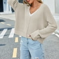 thumbnail image 5 of Lovskoo Sweaters for Women Casual Loose Long Sleeve Knitting Round Neck Sweater Blouse Tops Beige, 5 of 8
