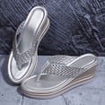 thumbnail image 3 of Flip Flops for Women Platform Wedge Thong Sandals Summer Beach Vacation Dress Shoes Flatform Walking Shoes Silver Size 9.5, 3 of 5